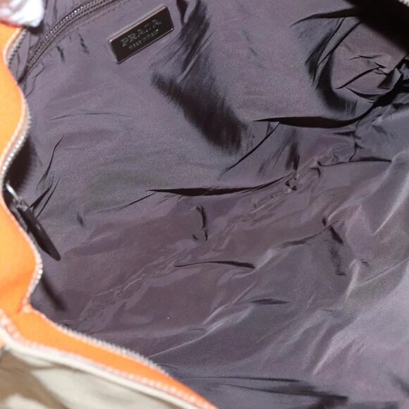 PRADA Tote Bag Canvas Beige Silver Auth 117799 - Picture 14 of 16